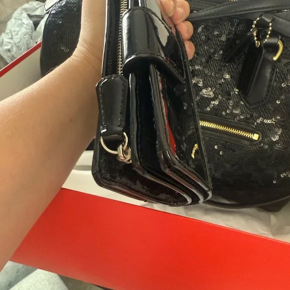 Coach Black Sequin Satchel Bag and wallet - Picture 8 of 9